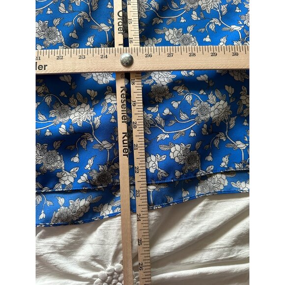 Max Studio Dark Blue Floral Flutter Sleeve Womens 1XL Blouse Fairy Summer - Picture 8 of 8